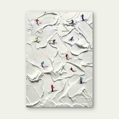 Winter Skiing on Textured Snow 60x90cm Metal Print Ready to Hang - Bella Home Decor
