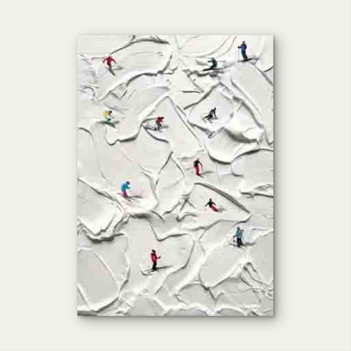 Winter Skiing on Textured Snow Metal Print Ready to Hang - Bella Home Decor