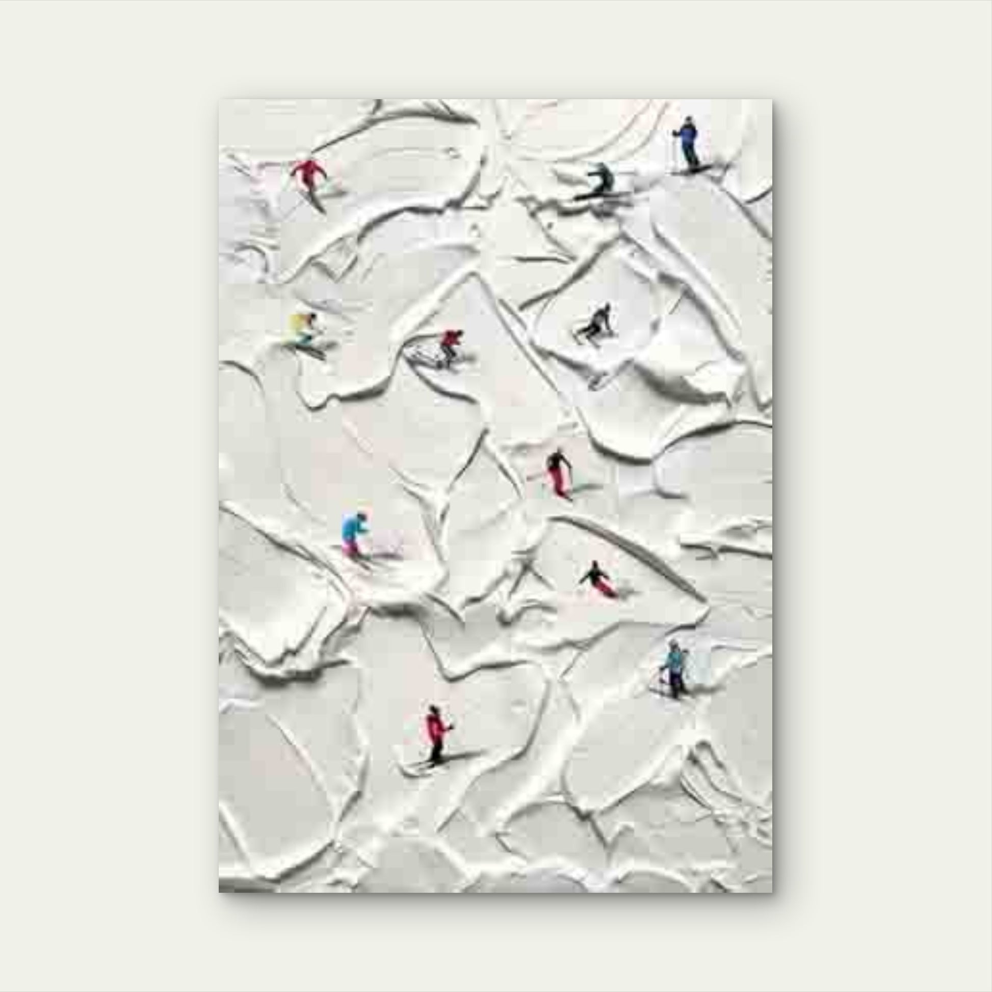 Winter Skiing on Textured Snow Metal Print Ready to Hang - Bella Home Decor