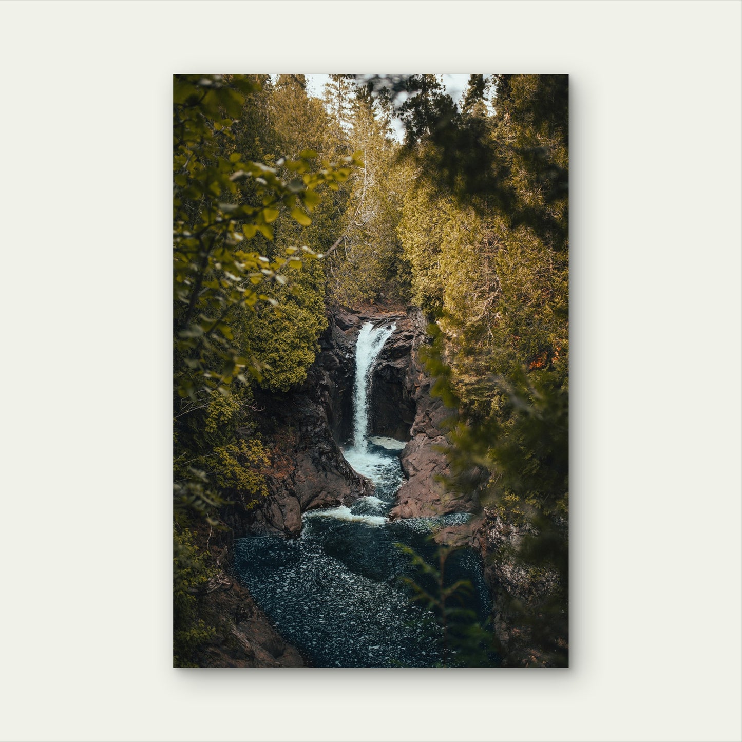 Forest Waterfall Rock Pool Nature 40x60cm Metal Print Ready to Hang