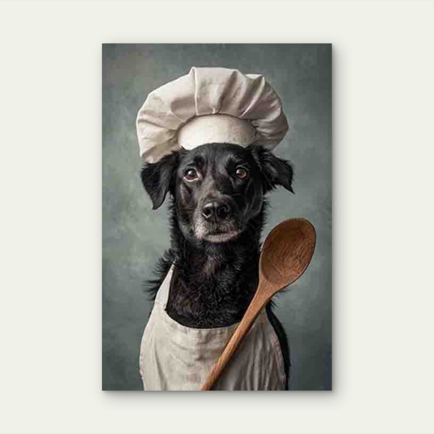 Chef Dog Preparing Food 60x90cm Metal Print Ready to Hang