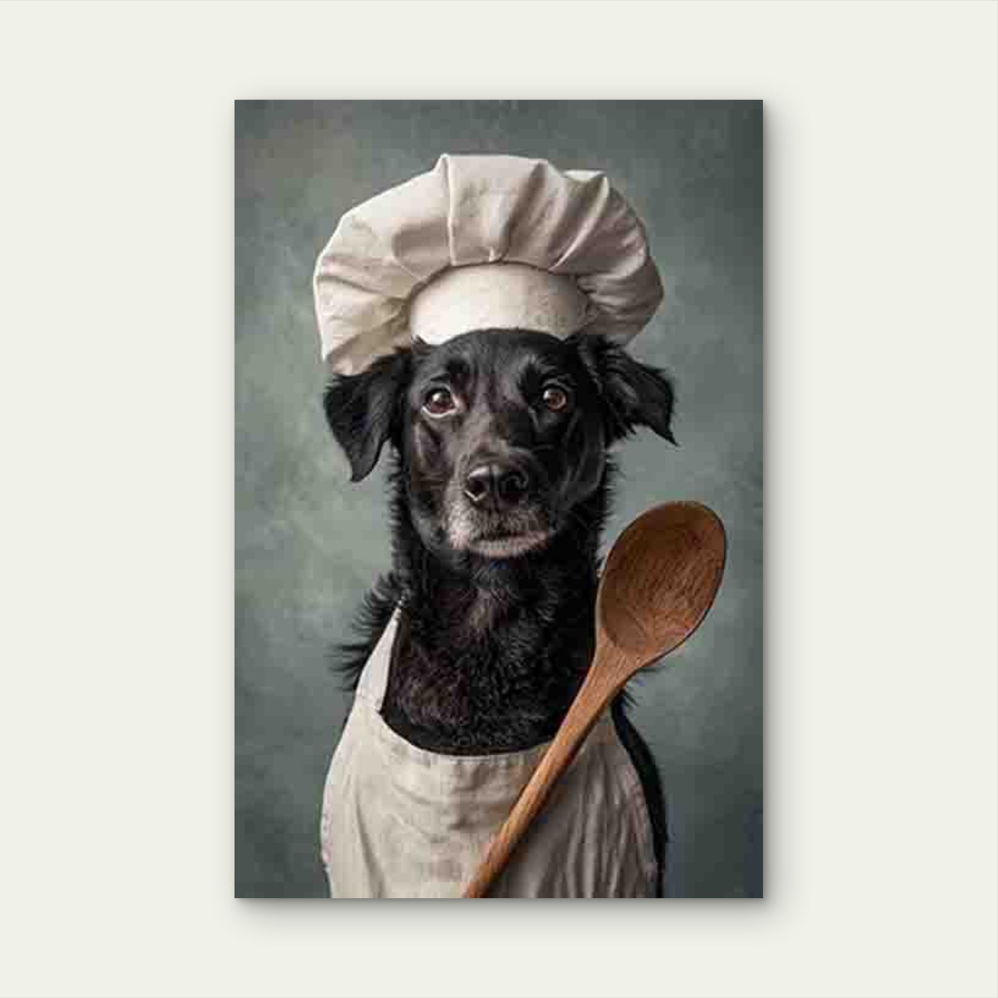 Chef Dog Preparing Food 60x90cm Metal Print Ready to Hang