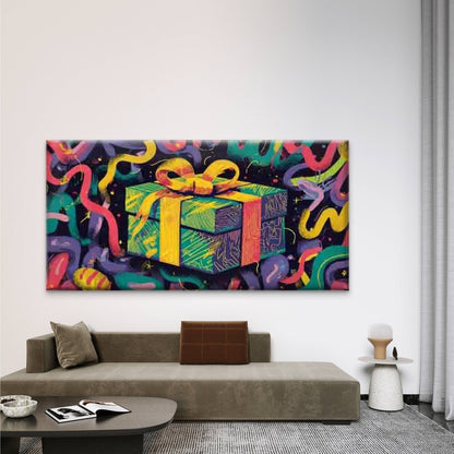 Colorful Gift Box Illustration Wall Art Canvas Office Home Room Framed 120x60cm