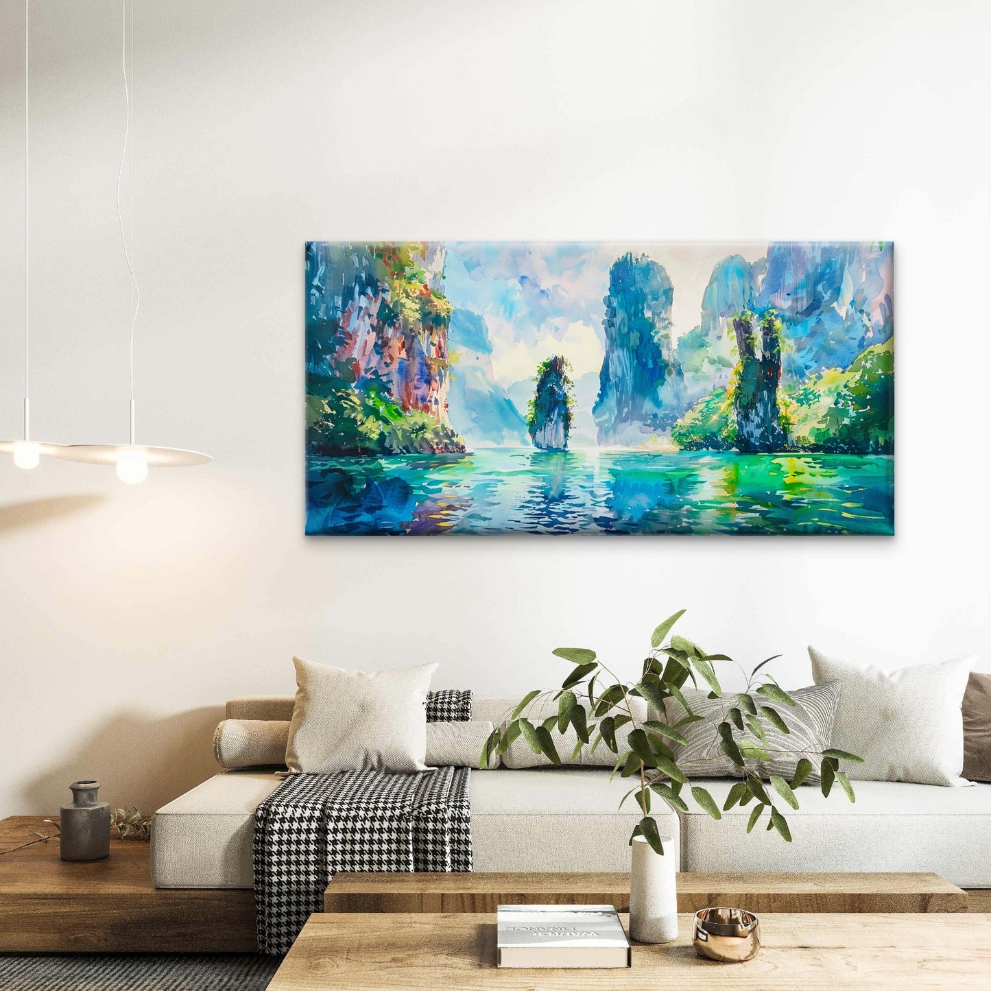 Tropical Limestone Islands Wall Art Canvas Office Home Room Framed 120x60cm - Bella Home Decor