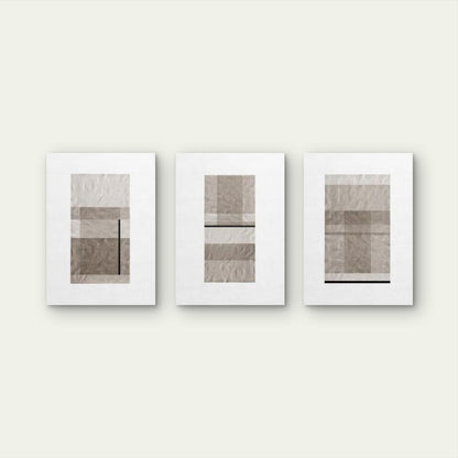 3pcs Beige Minimalist Abstract Geometric Wall Art Set Canvas Framed 60x90cm - High Quality Print 100% Australian Made Wall Canvas Ready to Hang - Bella Home Decor