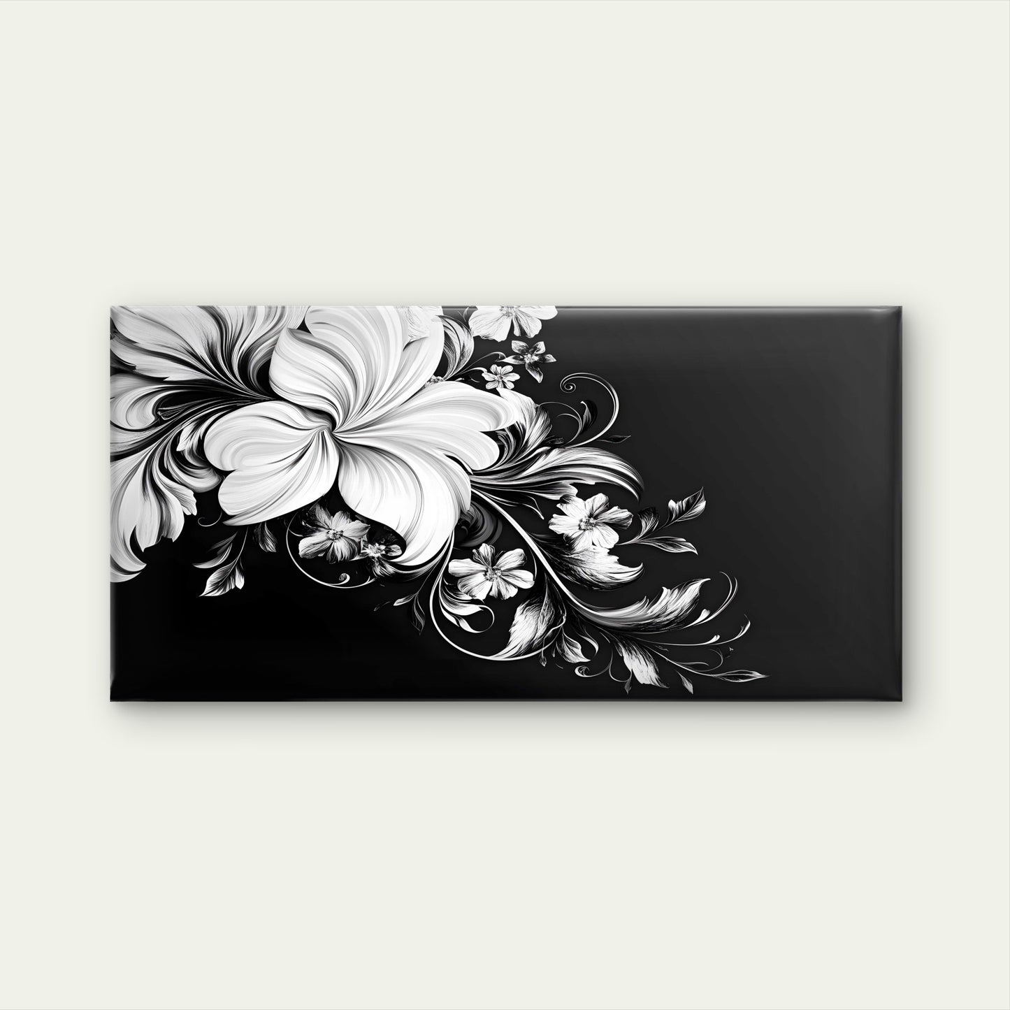 Blossoms In The Dark Wall Art Canvas Office Home Room Framed 120x60cm - Bella Home Decor