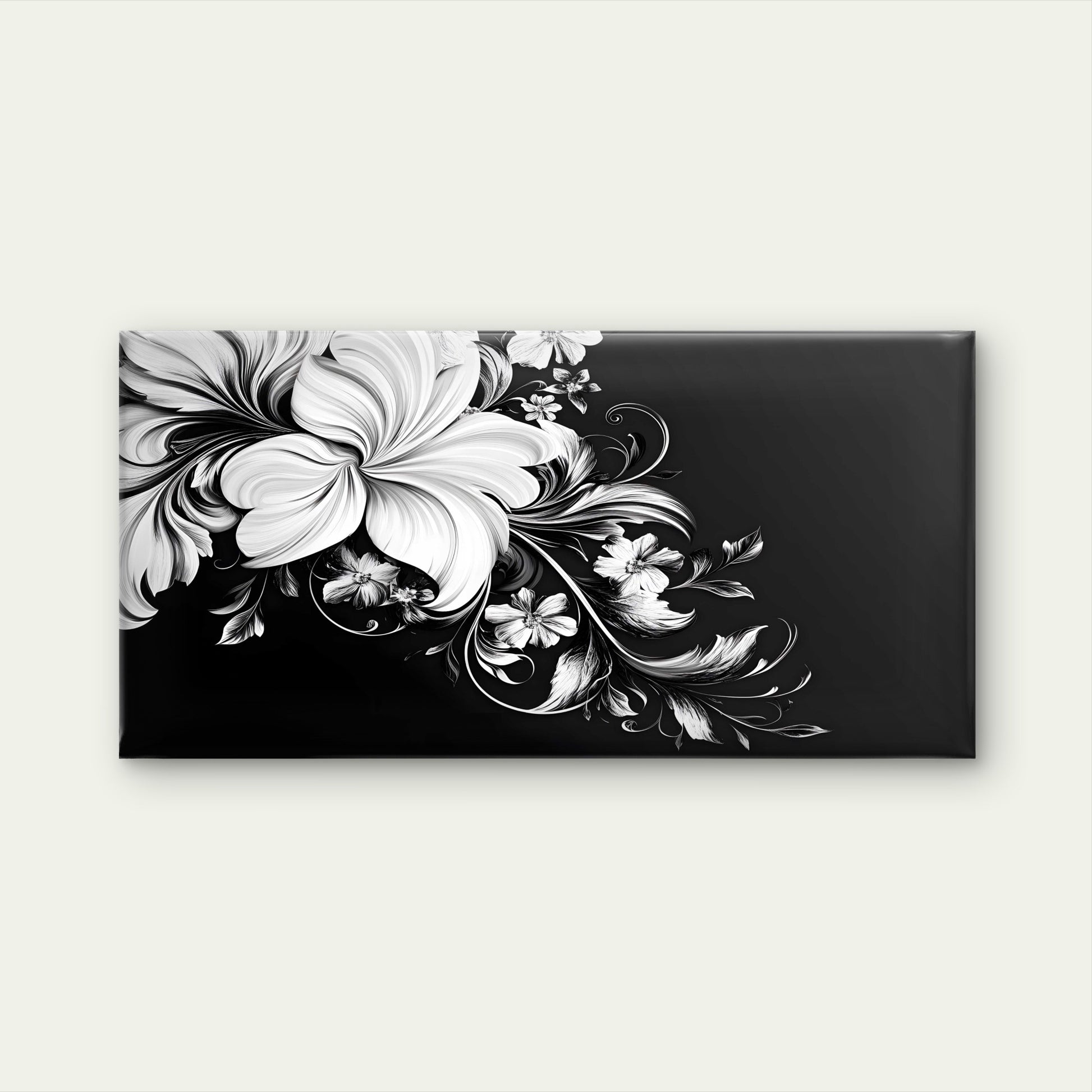 Blossoms In The Dark Wall Art Canvas Office Home Room Framed 120x60cm - Bella Home Decor