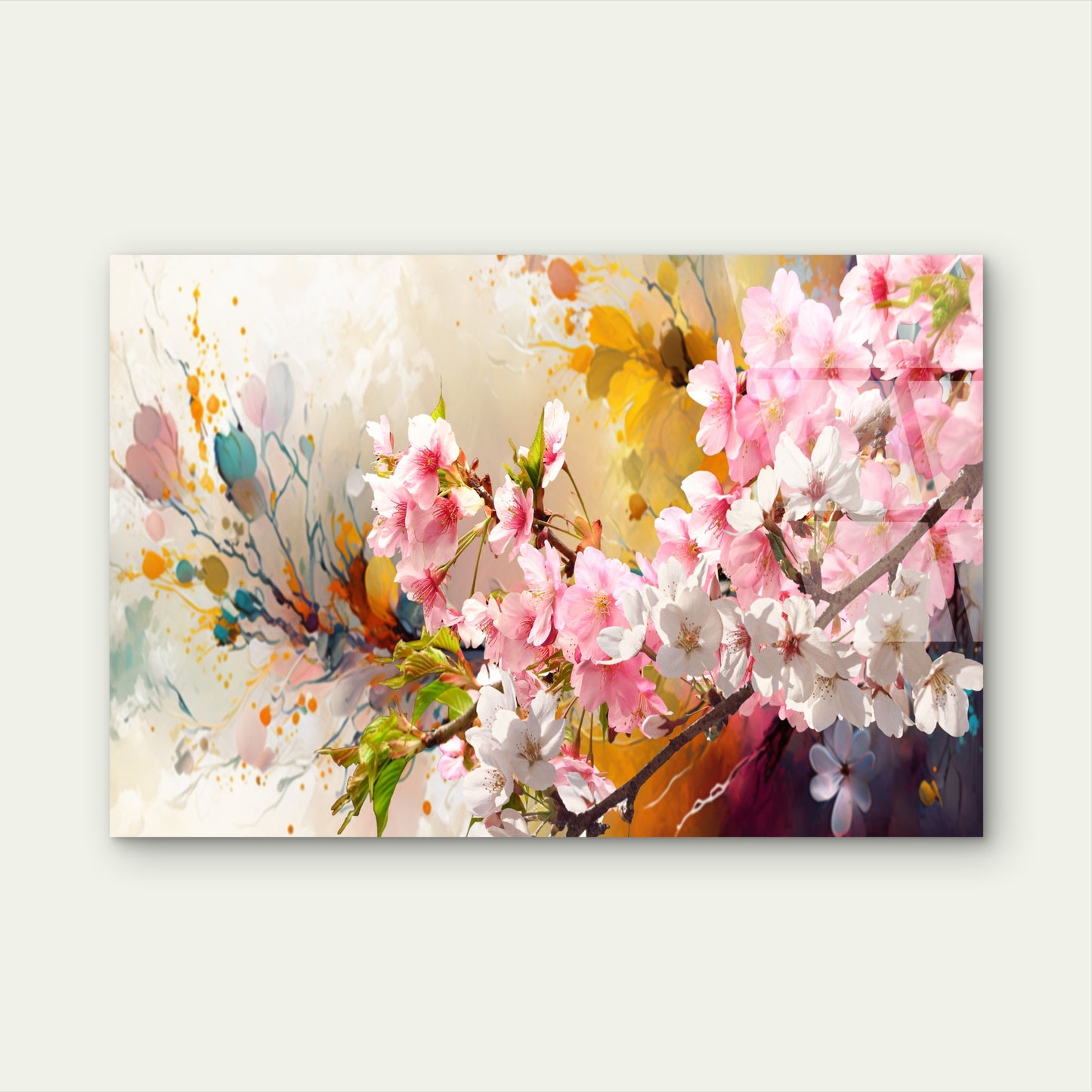 Abstract Sakura Flower Bloom Branch Acrylic Glass Printing Wall Art Australian Made Quality