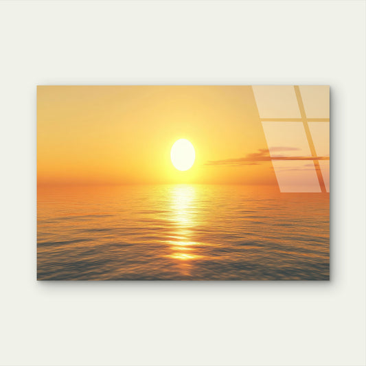 Golden Ocean Sunset Beach Acrylic Glass Printing Wall Art Australian Made Quality