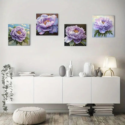 4pcs  Elegant Pink Peony Canvas Art Prints Wall Art Canvas Framed - Bella Home Decor