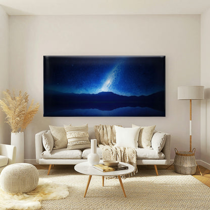 Night Sky Over Mountains Wall Art Canvas Office Home Room Framed 120x60cm
