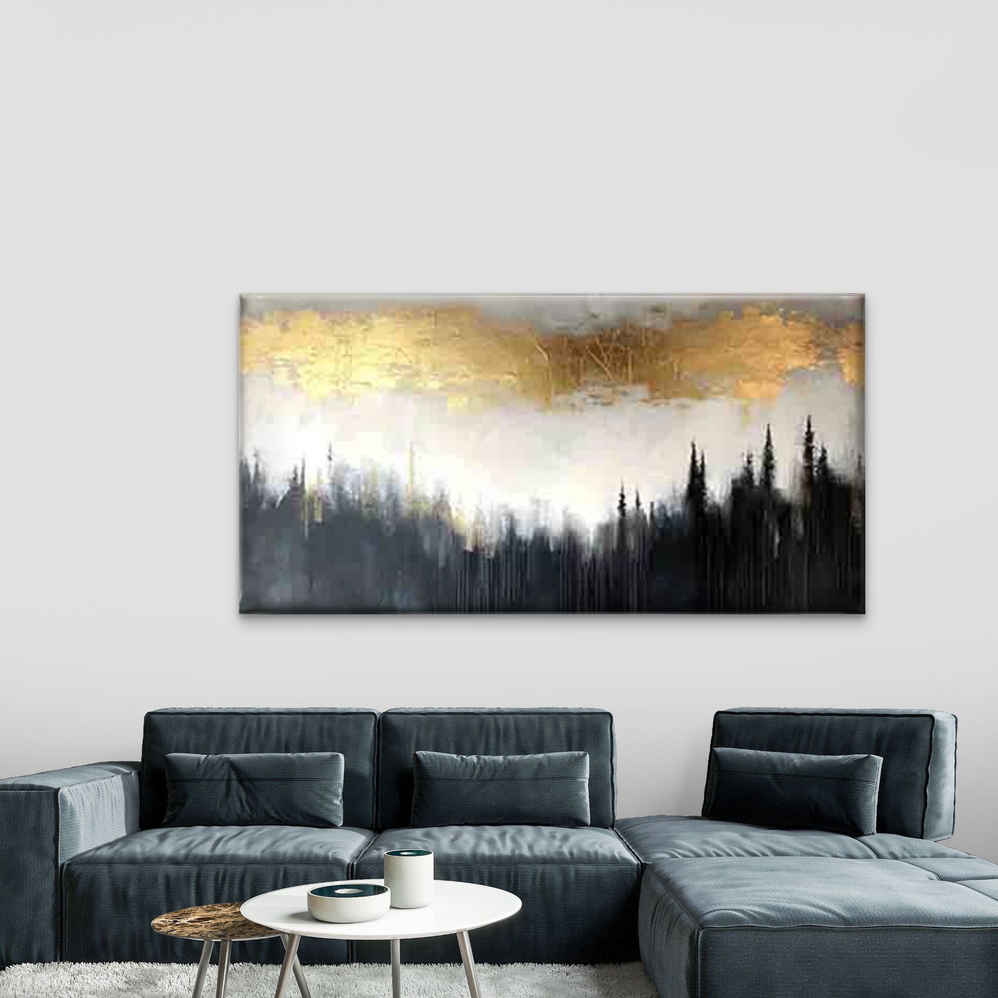 Golden with a Black And White Wall Art Canvas Office Home Room Framed 120x60cm - Bella Home Decor