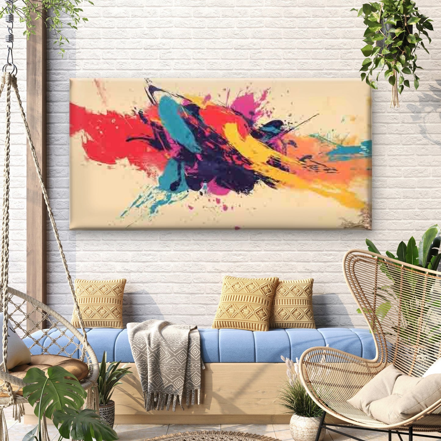 Abstract Color Splash Art Wall Art Canvas Office Home Room Framed 120x60cm