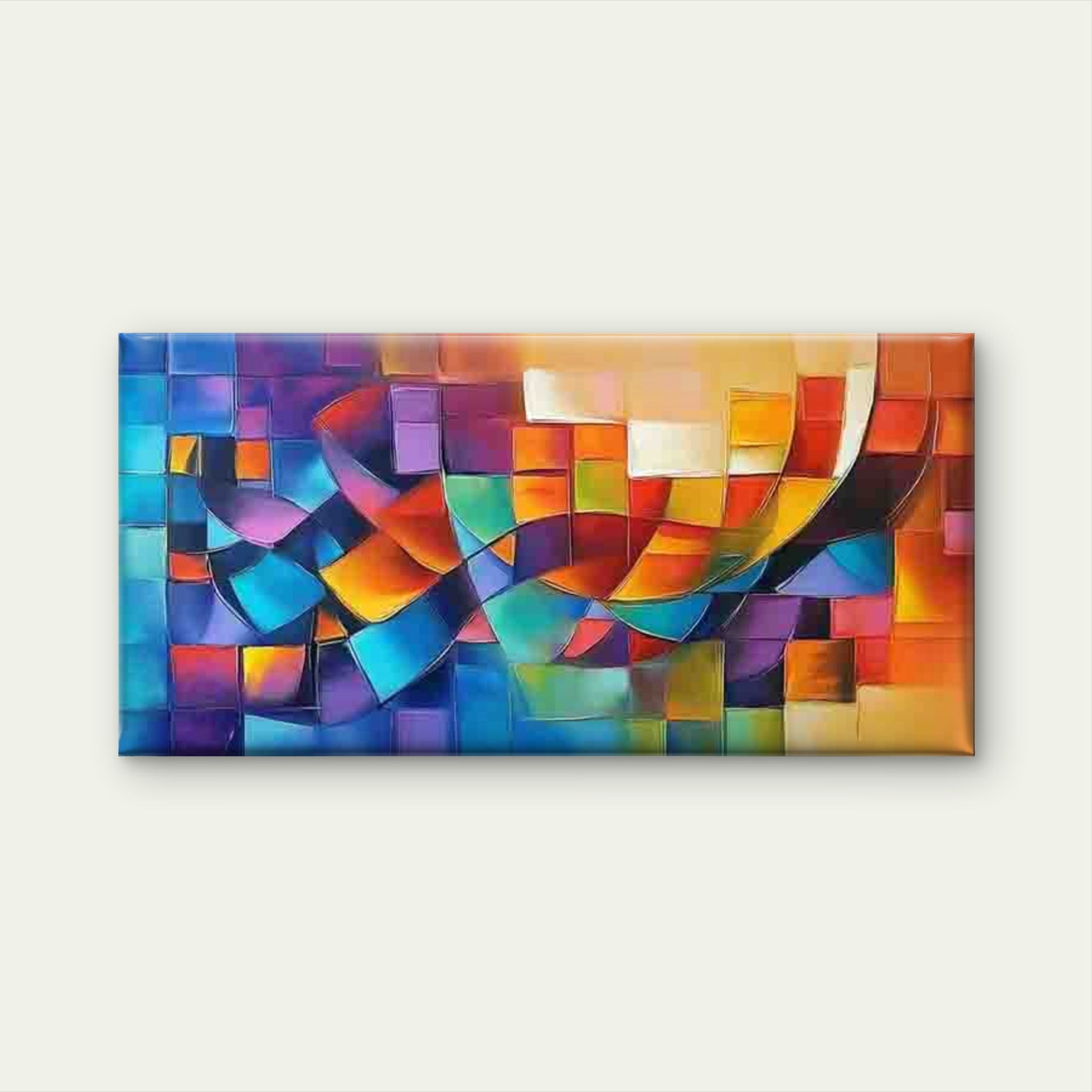 Vibrant Geometric Abstract Art Wall Art Canvas Office Home Room Framed 120x60cm - Bella Home Decor