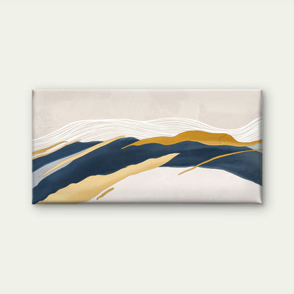 Abstract Navy Blue Gold Foil Peak Wall Art Canvas Office Home Framed 120x60cm