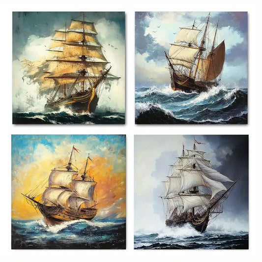 4pcs  Colorful Elephant Prints Wall Art Canvas Framed