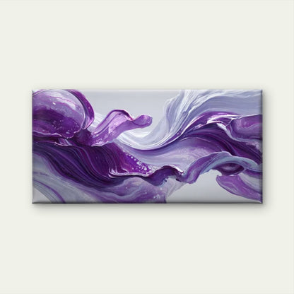 Purple White Swirling Abstract Wall Art Canvas Office Home Room Framed 120x60cm