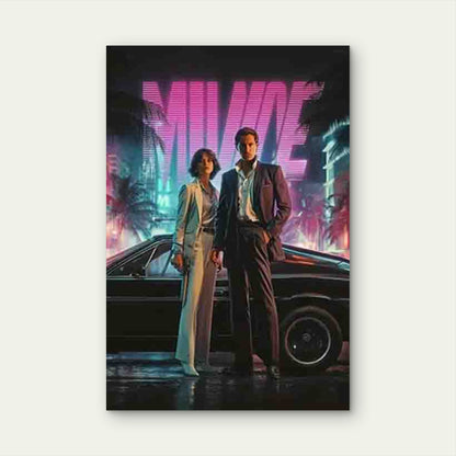 Featuring Miami Noir Nights 60x90cm Metal Print Ready to Hang