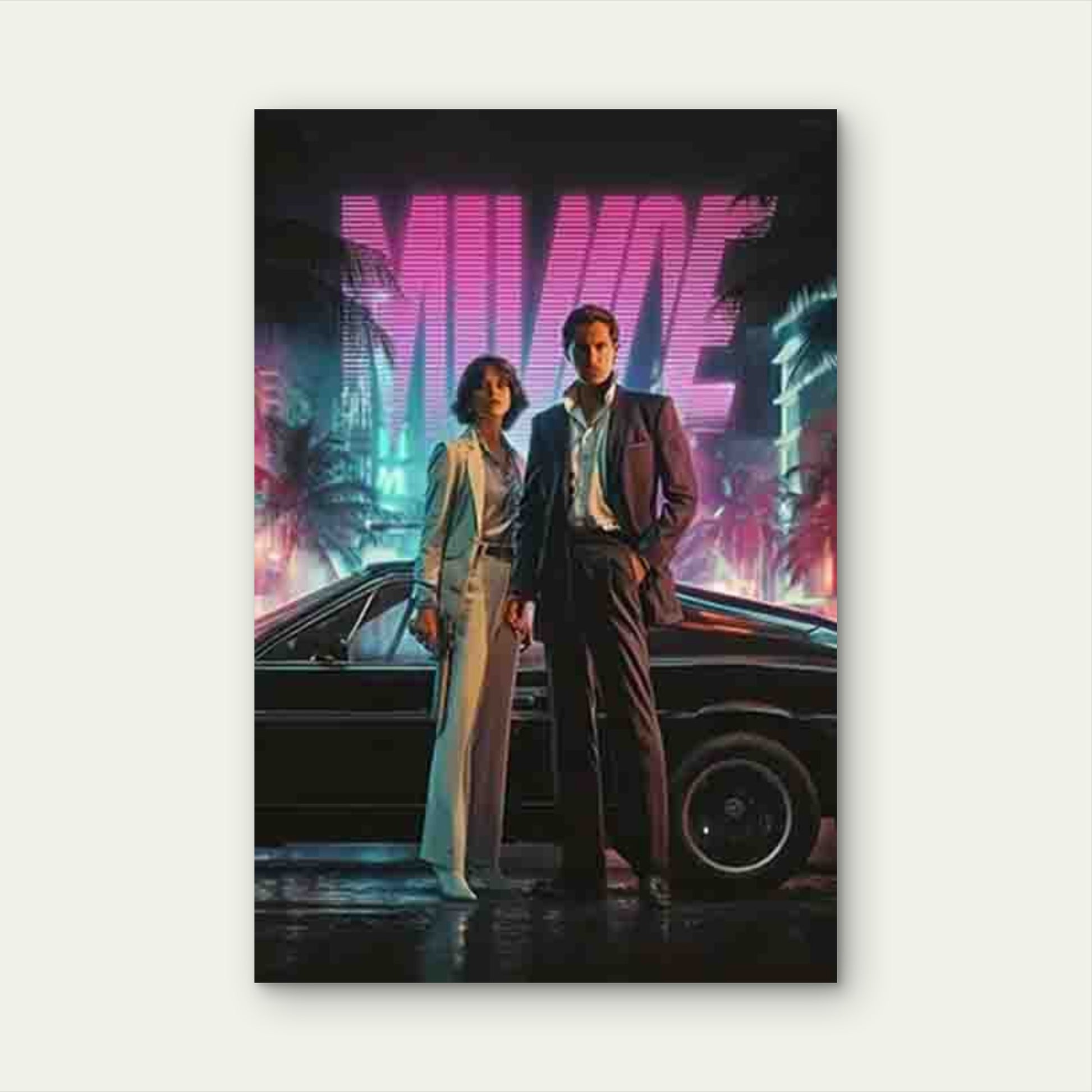 Featuring Miami Noir Nights Metal Print Ready to Hang - Bella Home Decor