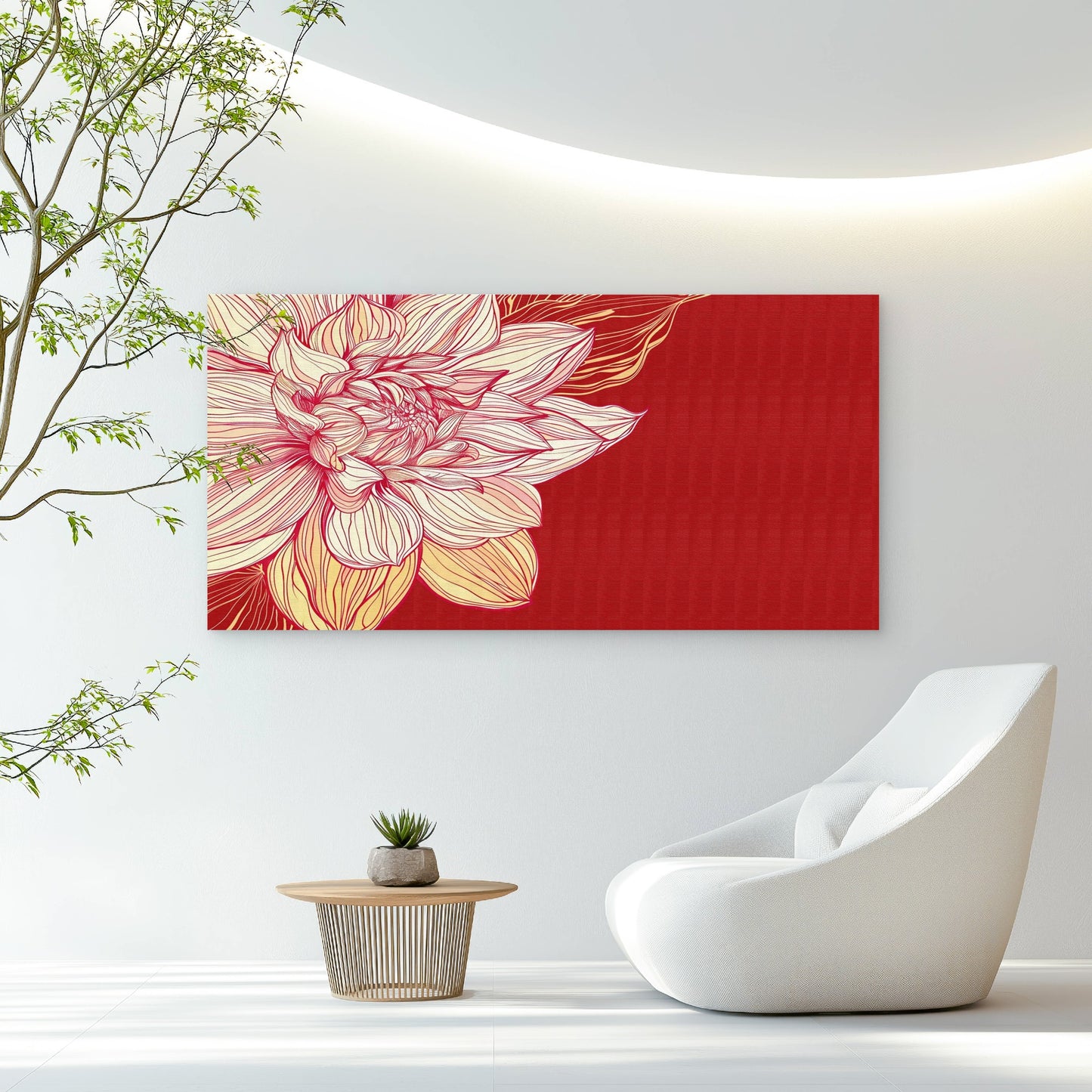 Red Dahlia Flower Art Wall Art Canvas Office Home Room Framed 120x60cm