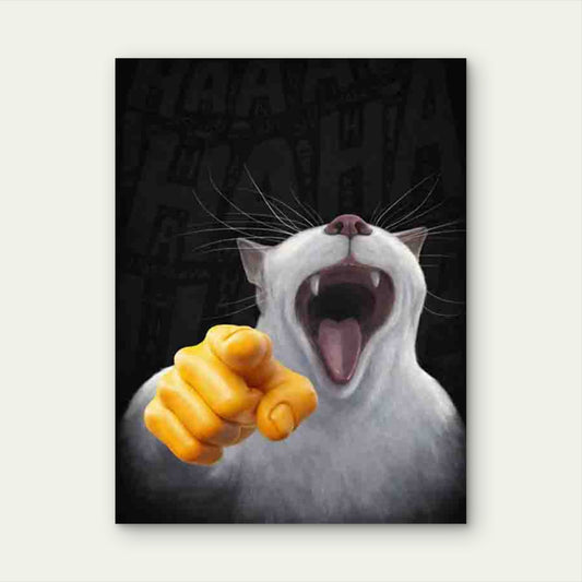 Retro Style Funny Cat 40x60cm Metal Print Ready to Hang