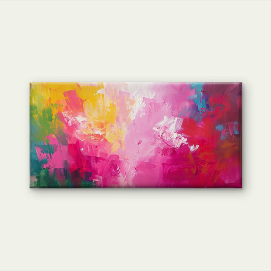 Vibrant Pink Palette Knife Wall Art Canvas Office Home Room Framed 120x60cm