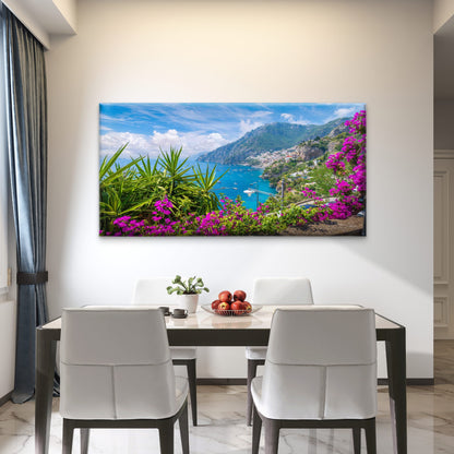 Italy Coastal Landscape Wall Art Canvas Office Home Room Framed 120x60cm