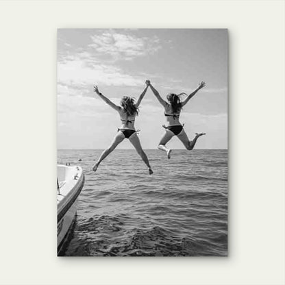 Swimming Black and White Photography Metal Print Ready to Hang