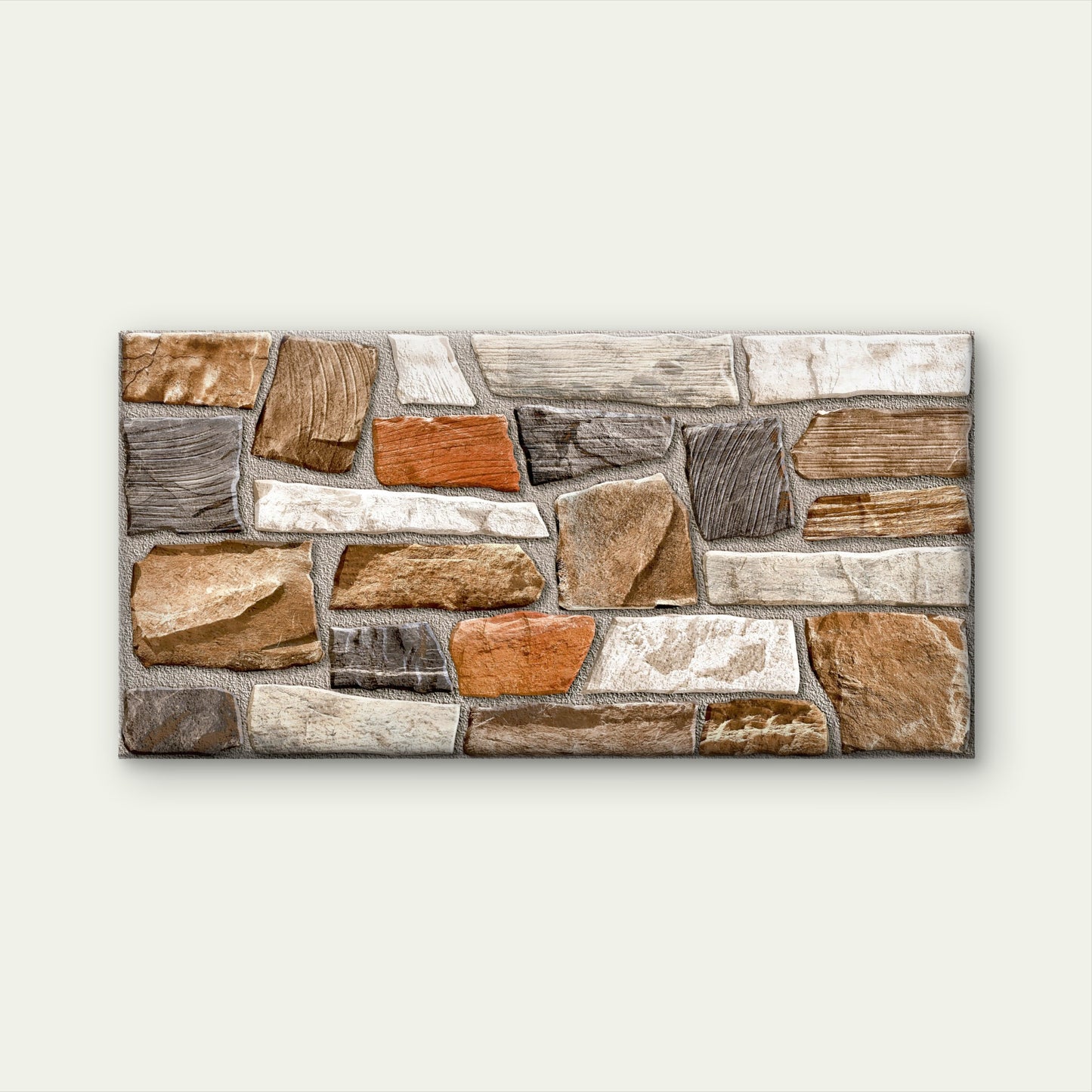 Rustic Stone Brick Wall Faux Stacked Ledger Rock Wall Art Canvas Office Home Framed 120x60cm