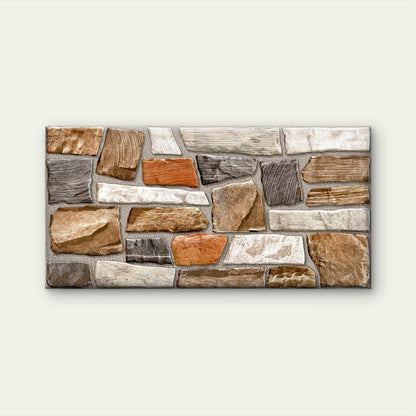 Rustic Stone Brick Wall Faux Stacked Ledger Rock Wall Art Canvas Office Home Framed 120x60cm