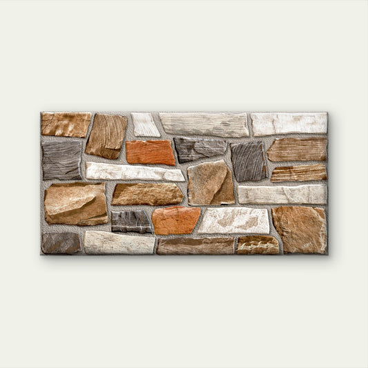 Rustic Stone Brick Wall Faux Stacked Ledger Rock Wall Art Canvas Office Home Framed 120x60cm