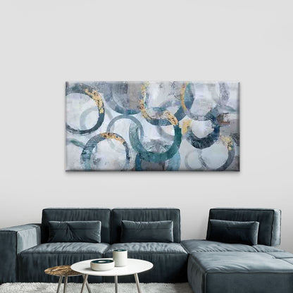 Abstract Interlocking Rings Wall Art Canvas Office Home Room Framed 120x60cm - Bella Home Decor