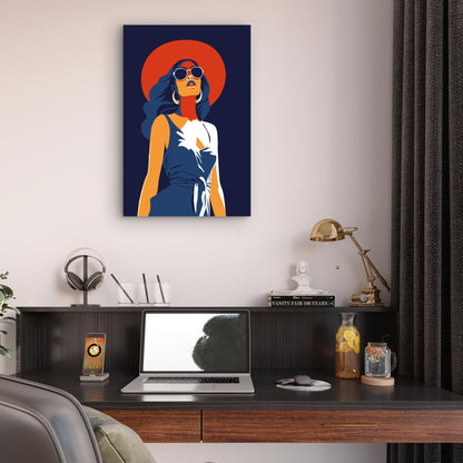 Retro Pop Art Summer Woman Sunglasses Fashion 40x60cm Metal Print Ready to Hang