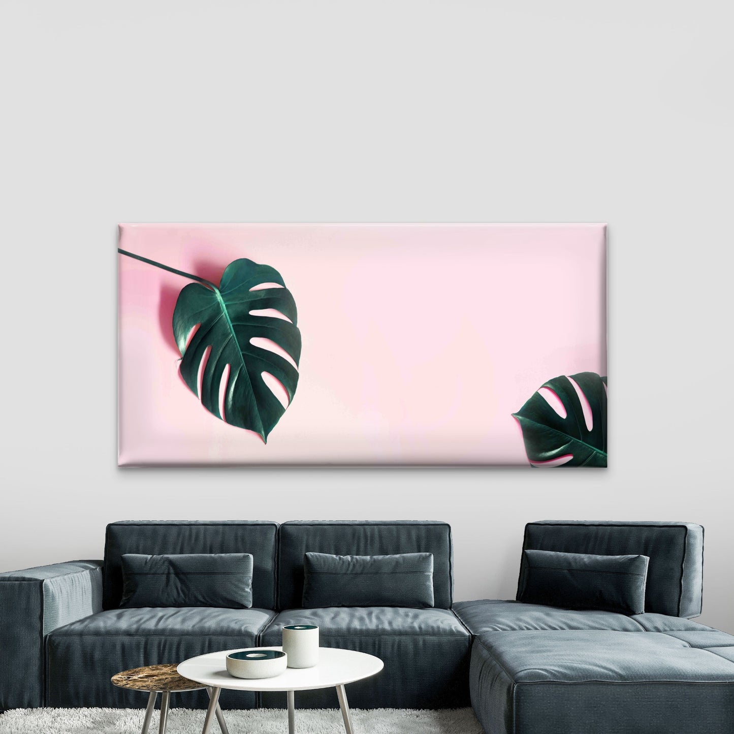 Plakat Green Leaf of Monstera Wall Art Canvas Office Home Room Framed 120x60cm