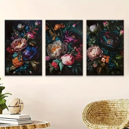 3pcs Peony Flower Wall Art Set Metal Print Ready to Hang Art