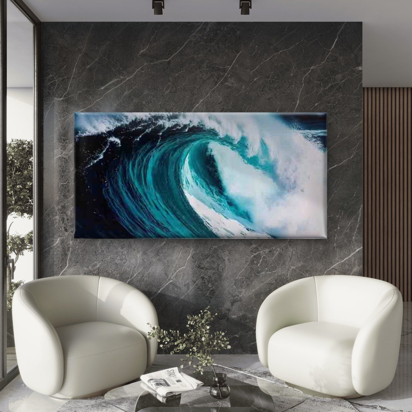 Ocean Wave Art Wall Art Canvas Office Home Room Framed 120x60cm