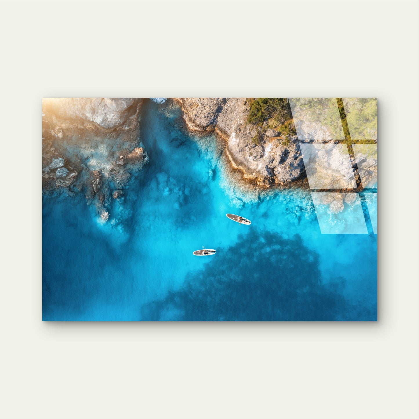 Aerial Drone Turquoise Ocean Acrylic Glass Printing Wall Art Australian Made Quality
