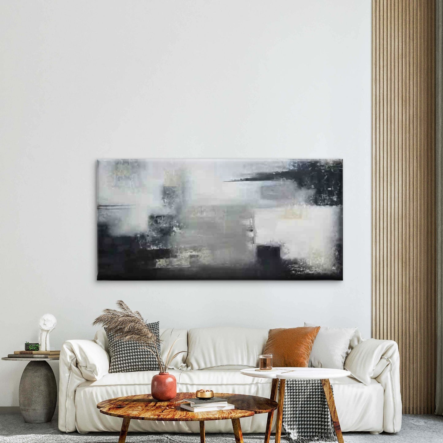 Featuring an Abstract Grunge Wall Art Canvas Office Home Room Framed 120x60cm - Bella Home Decor