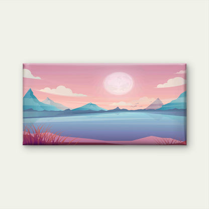 Pastel Mountain Landscape Wall Art Canvas Office Home Room Framed 120x60cm - Bella Home Decor