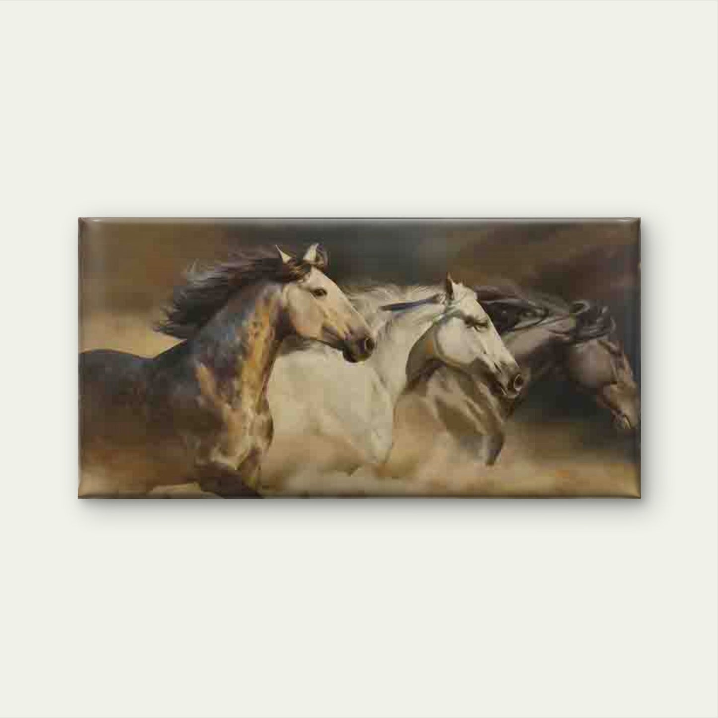 Wild Horses Running In Desert Wall Art Canvas Office Home Room Framed 120x60cm - Bella Home Decor