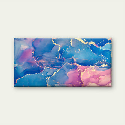 Blue Pink Fluid Gold Swirl Art Wall Art Canvas Office Home Room Framed 120x60cm