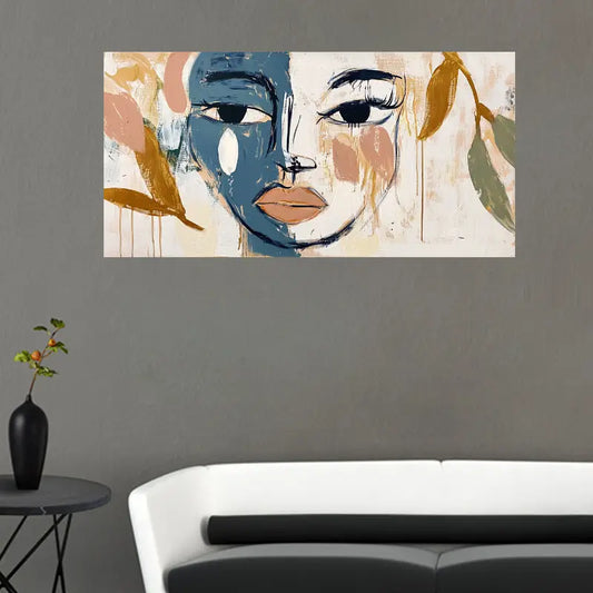 Abstract Face Minimalist Design Wall Art wall canvas office home room framed 120x60cm