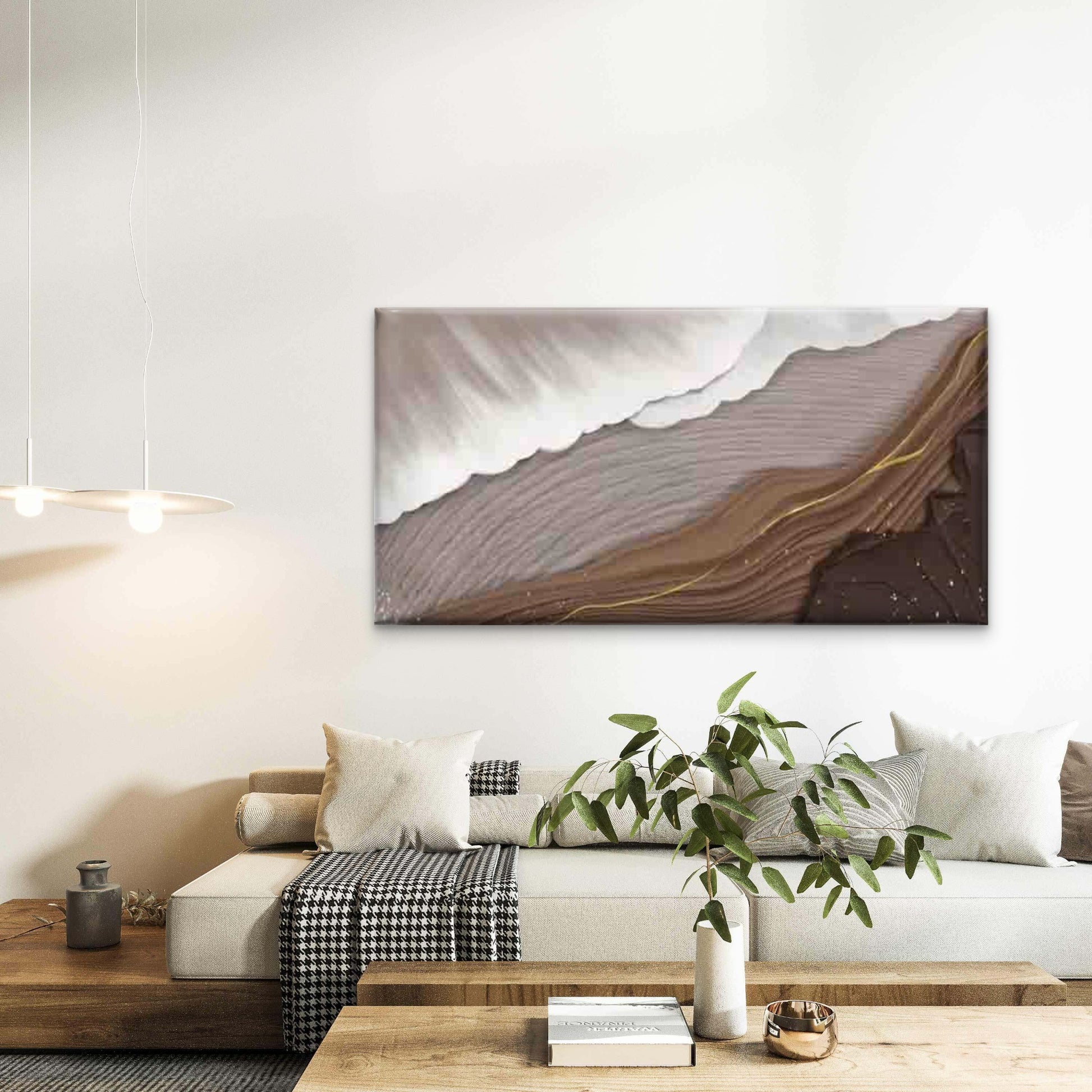 Chocolate And Golden Fusion Wall Art Canvas Office Home Room Framed 120x60cm - Bella Home Decor