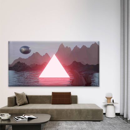 Neon Triangle Mountains Wall Art Canvas Office Home Room Framed 120x60cm
