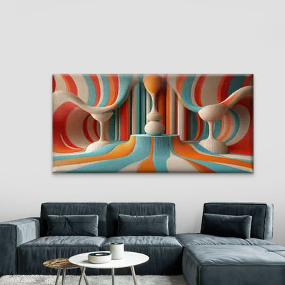 Abstract Colorful Geometric WaveWall Art Canvas Office Home Room Framed 120x60cm