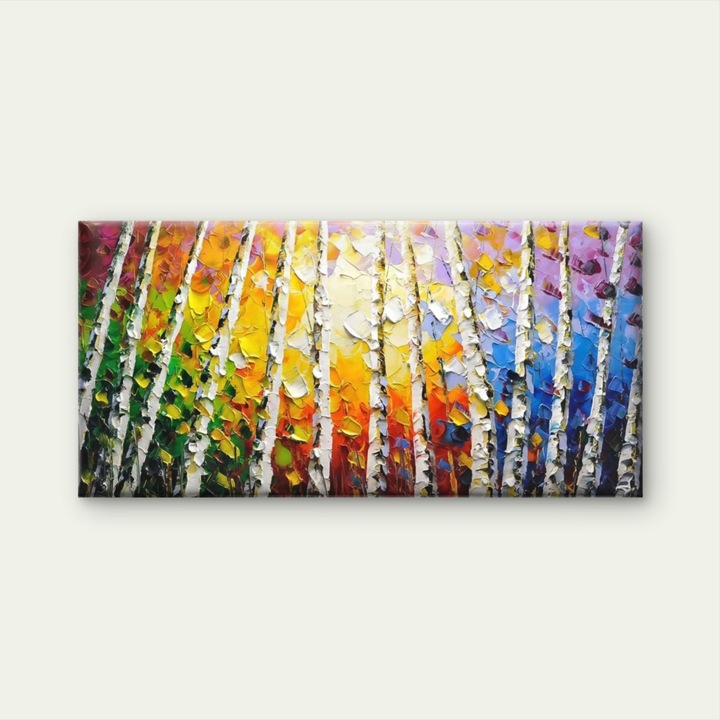 Modern Birch Forest Wall Art Canvas Office Home Room Framed 120x60cm