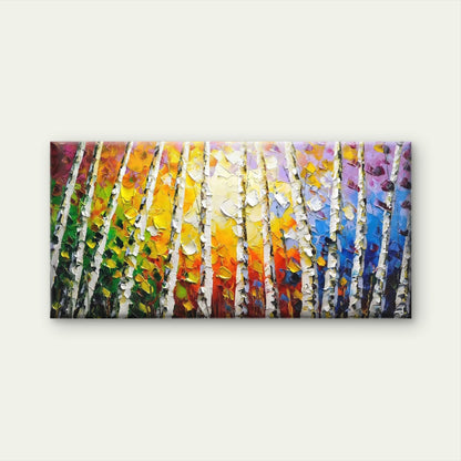 Modern Birch Forest Wall Art Canvas Office Home Room Framed 120x60cm