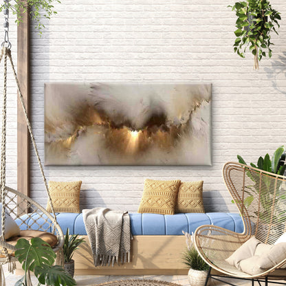 Abstract Golden Feather Wall Art Canvas Office Home Room Framed 120x60cm - Bella Home Decor