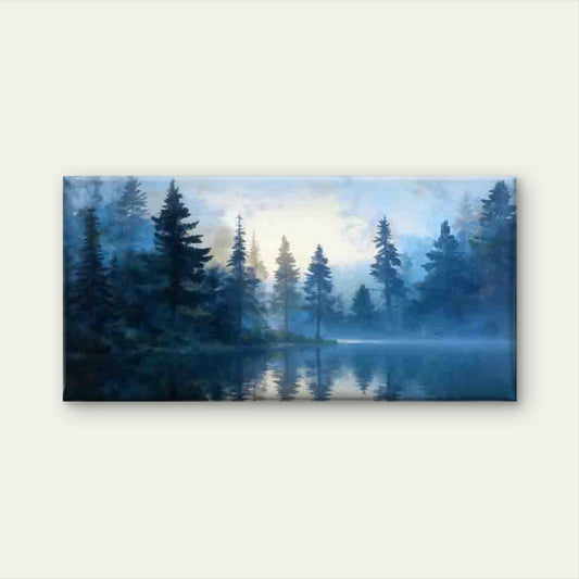 Minimalist Misty Forest Lake Wall Art Canvas Office Home Room Framed 120x60cm