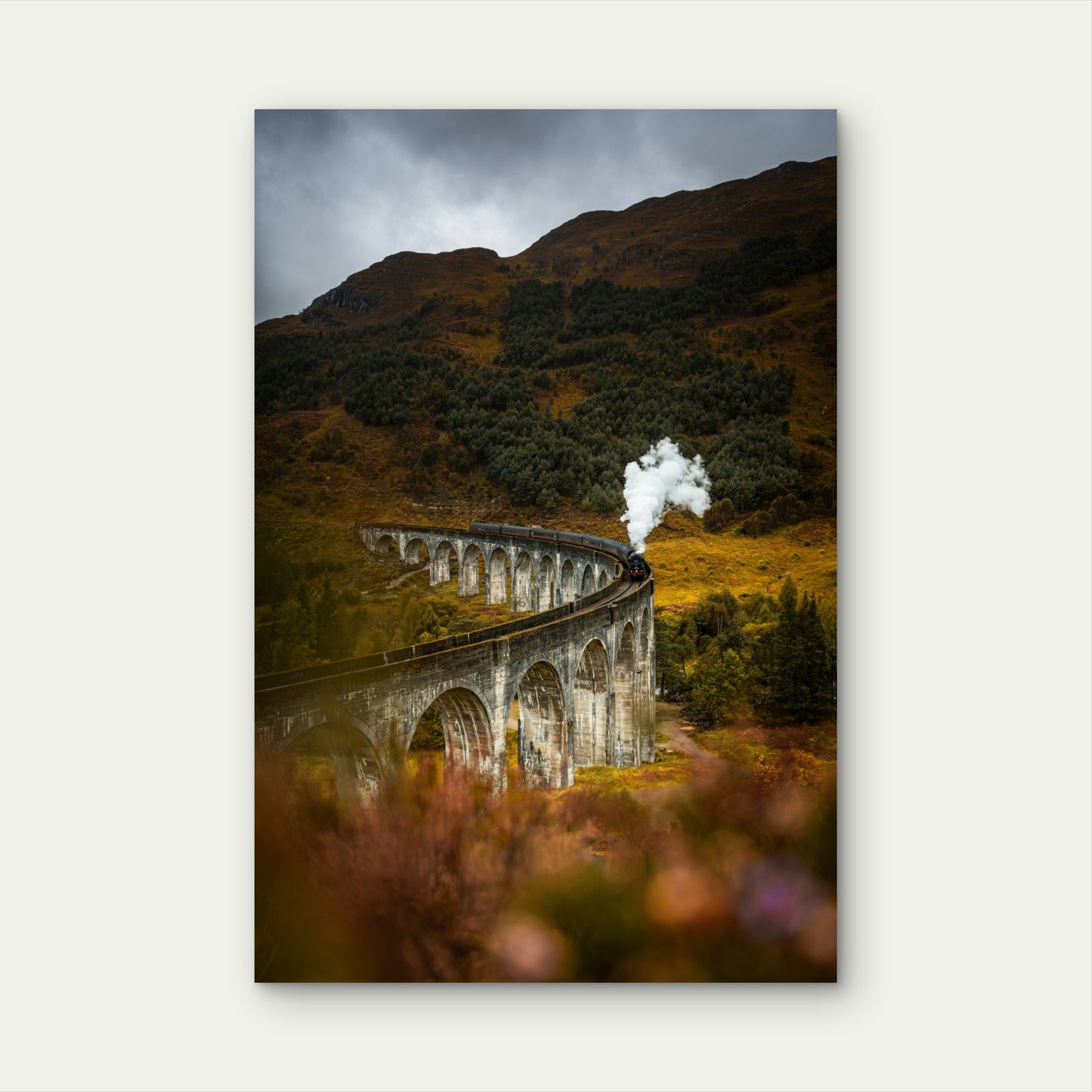 Glenfinnan Viaduct With The Jacobite Steam Train Crossing It 60x90cm Metal Print Ready to Hang